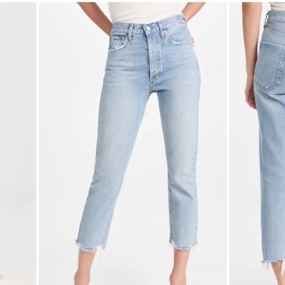 Agolde Riley Crop High Rise Straight Jeans in Bitter - Picture 2 of 15